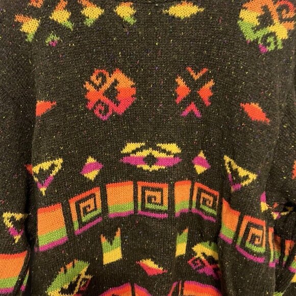 United Colors of Benetton Aztec Sweater Size S Brown Made In Italy Knit Wool - Picture 4 of 4